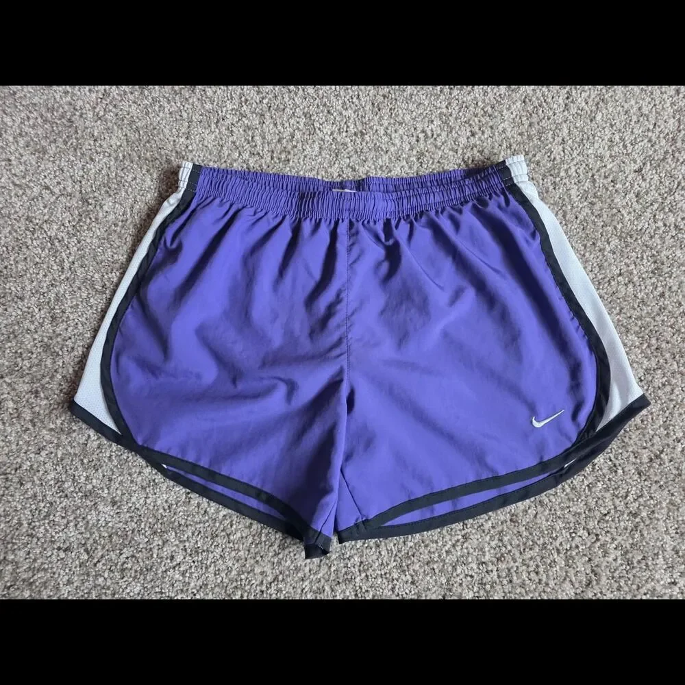 Nike Dri-FIT Womens XL Purple Running Shorts White Panel Athletic